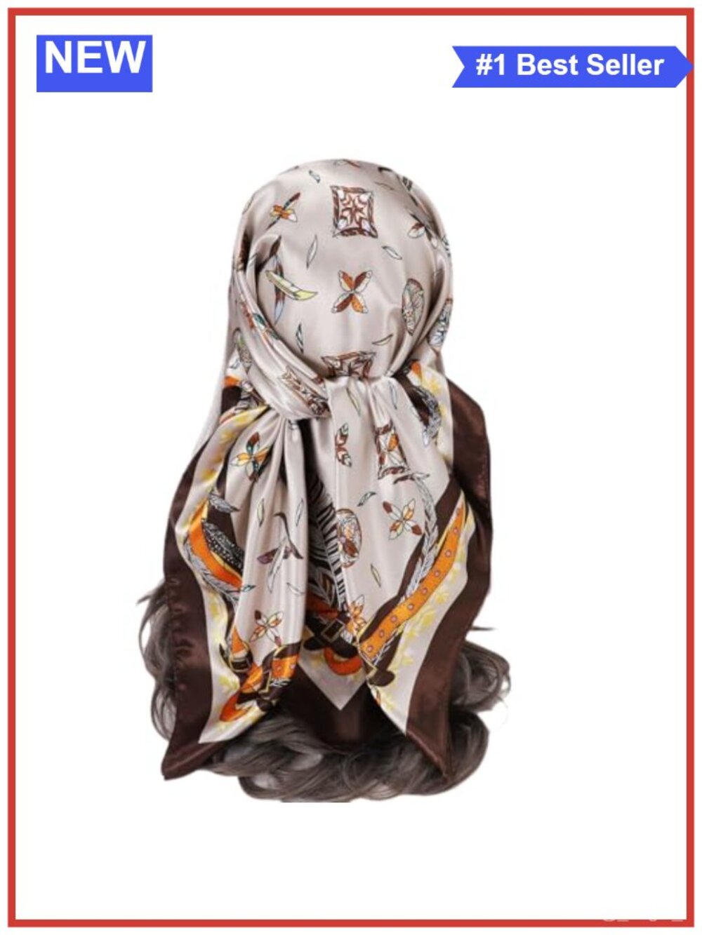 Large Square Satin Head Scarf 35in Silky Paisley Neck Hair Wrap